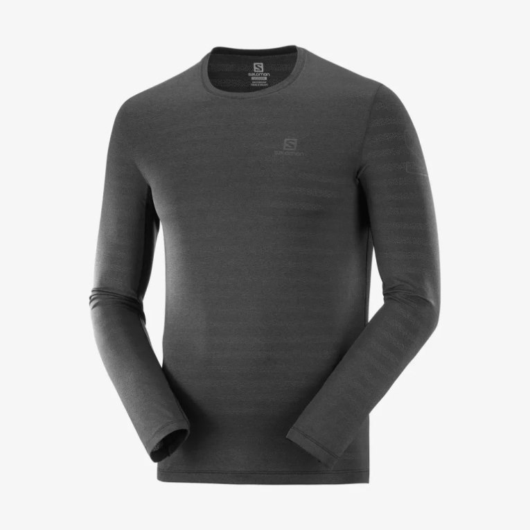 Camiseta Salomon Outline Long Sleeve Hombre Negros | MX TVOX390